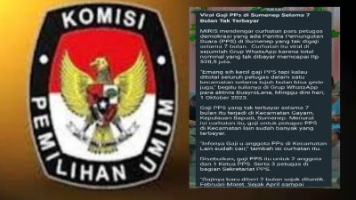 Gaji PPS Tak Terbayar 7 Bulan Dibenarkan Komisioner KPU Sumenep, Penyebabnya Ini