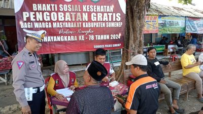 Warnai Kemeriahan HUT Bhayangkara Ke-78 Polres Sumenep Gelar Bakti Sosial Kesehatan